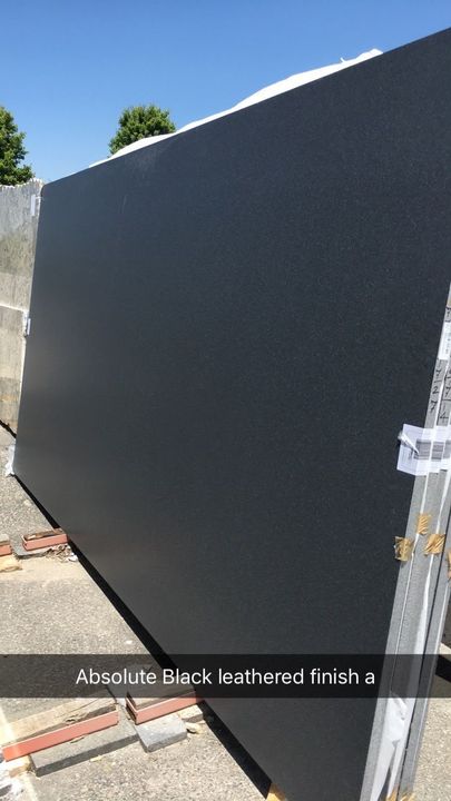 Absolute Black granite slab with a leathered finish