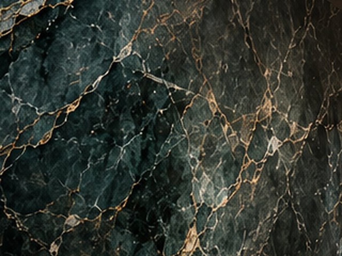Deep green marble with fine gold veining