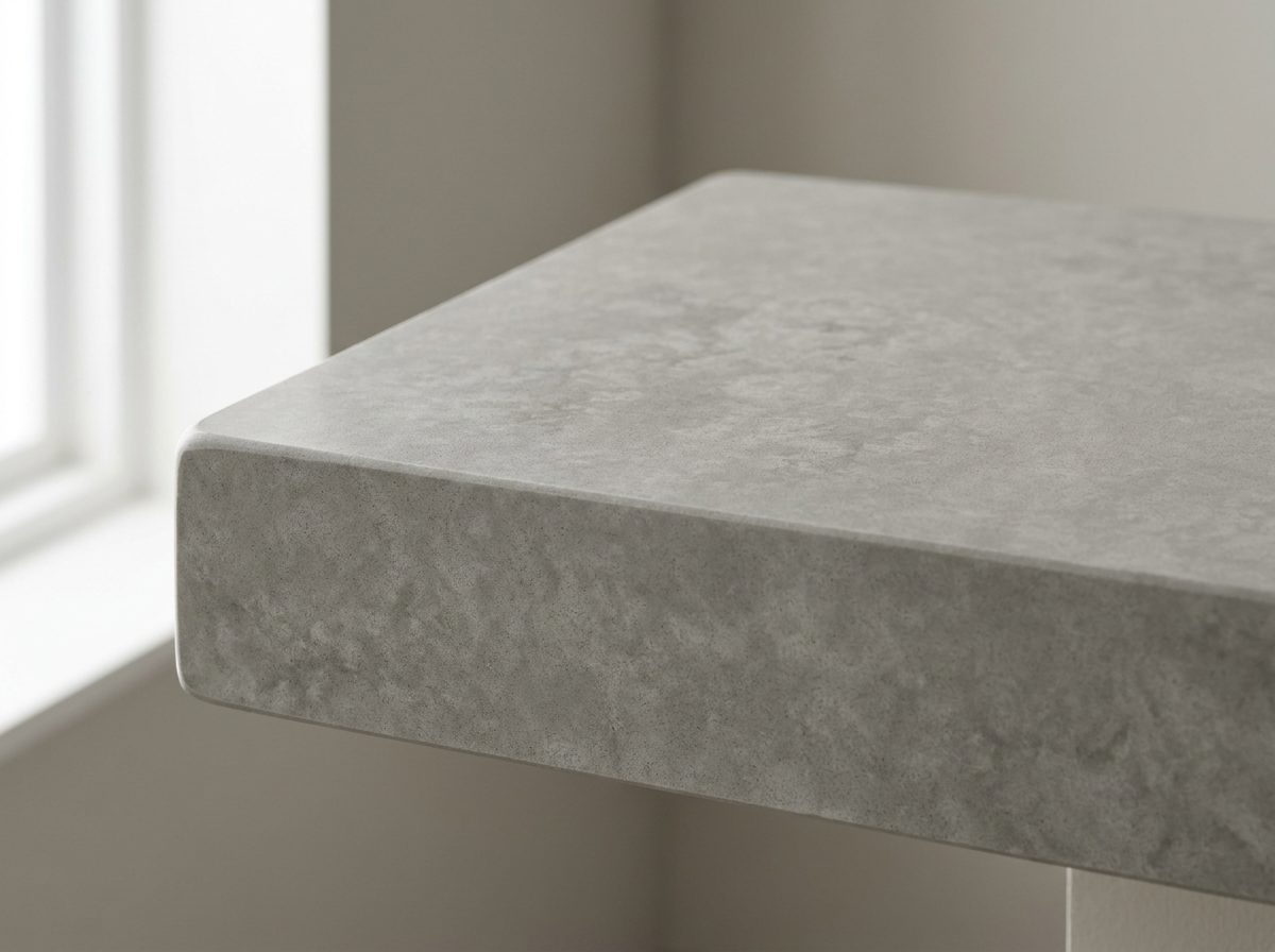 Honed concrete-grey engineered quartz counter