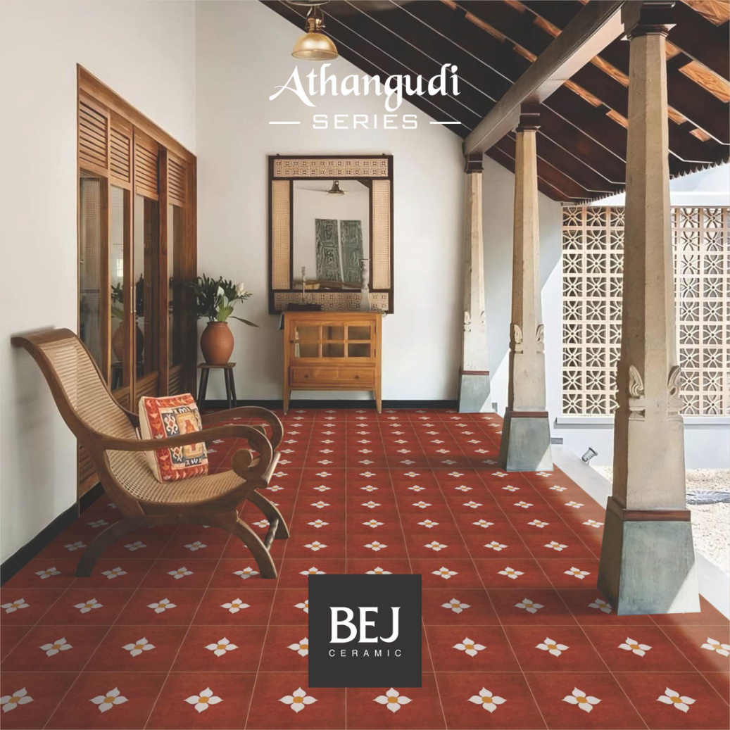 Athangudi Series tile in a traditional veranda