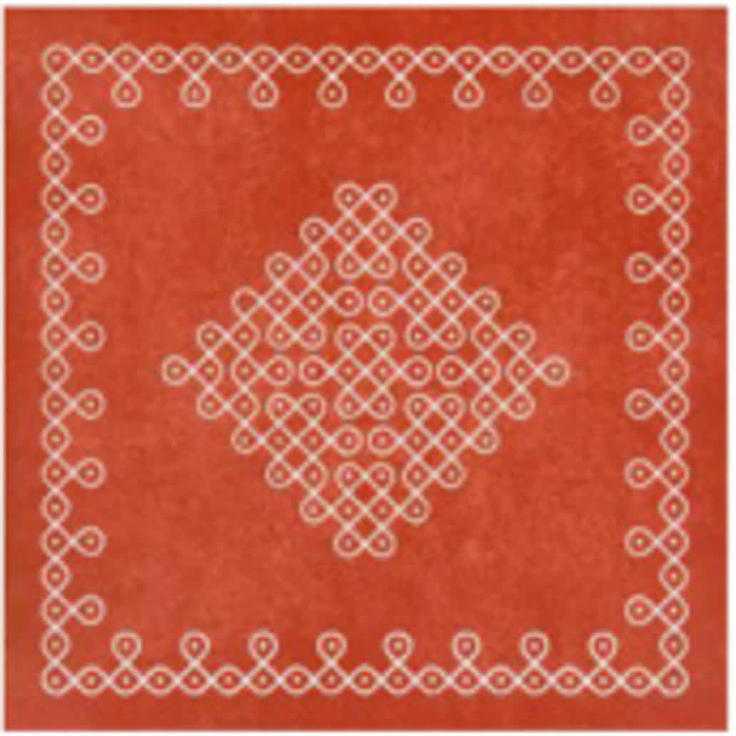 Athangudi Series Heritage Kolam tile swatch with a traditional kolam-style motif